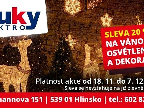Blíží se Vánoce! Sleva 20% na vánoční osvětlení a dekorace v HUKY Elektro.